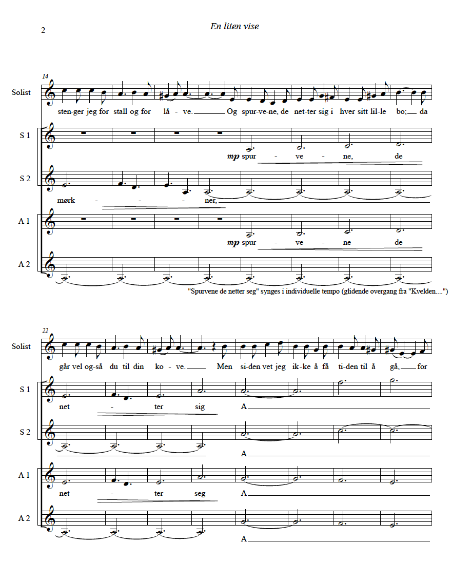 En liten vise / Om kvelden (Arr.)