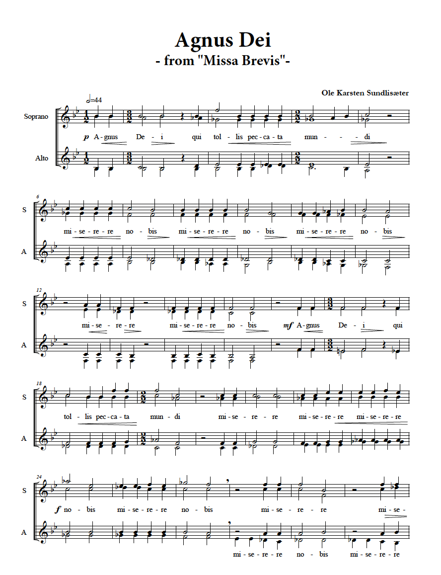 Agnus Dei (SSAA)