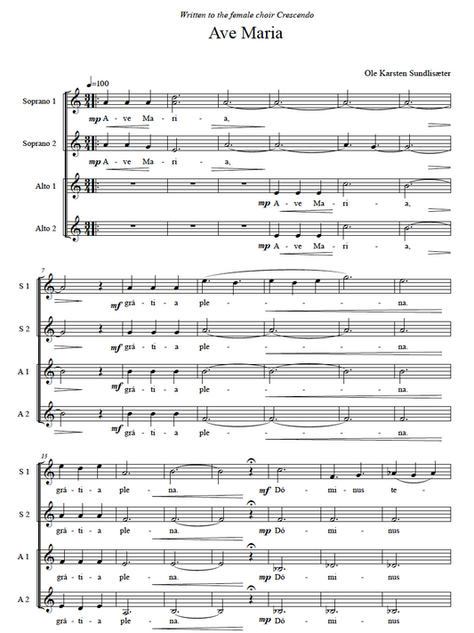 Ave Maria - Damekor (SSAA)