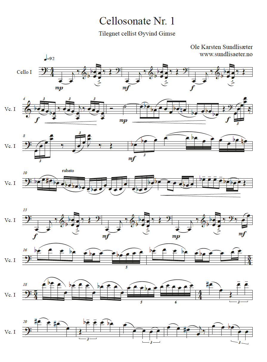 Cellosonate Nr. 1.
